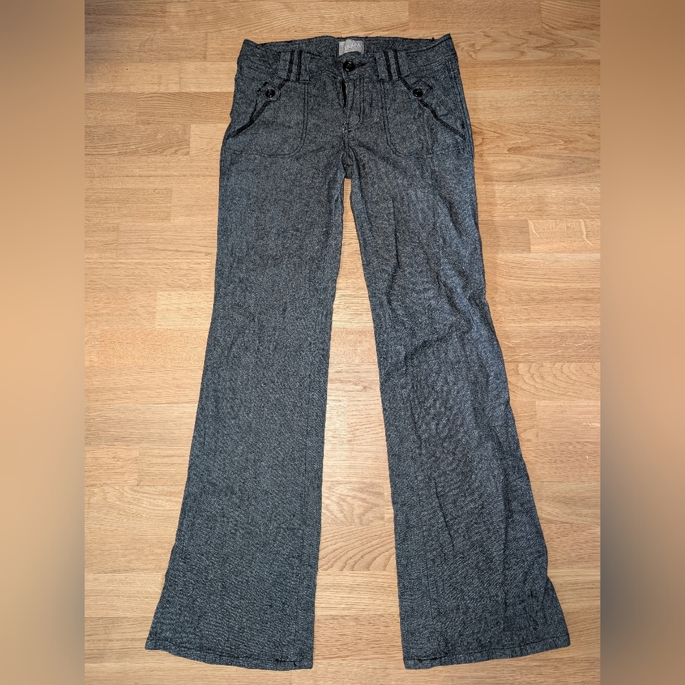 Vintage Y2K Charcoal Low Rise Bootcut Cotton/Ramie Blend Pants